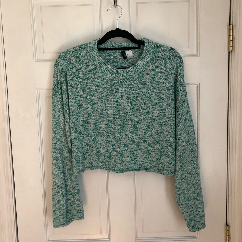green cropped sweater